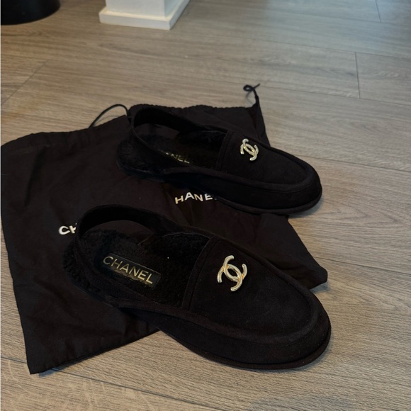 CHANEL BLACK SUEDE SLINGBACK LOAFERS - WORN ONCE SIZE 39.5 - Picture 3 of 7